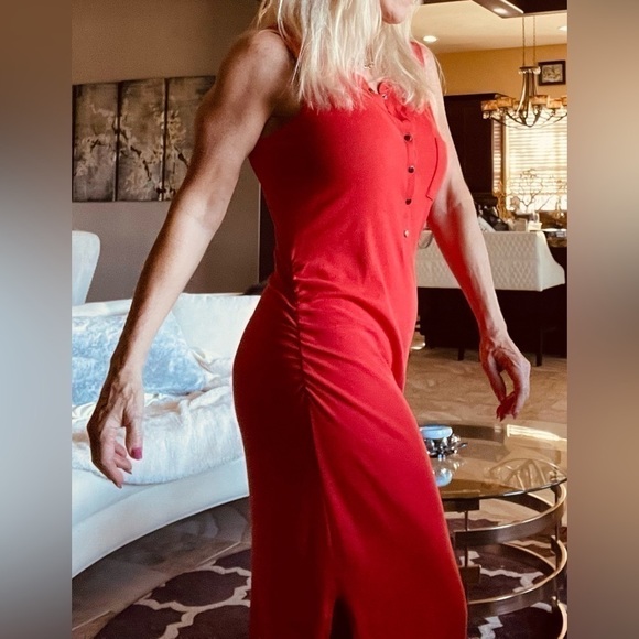 Red Athleta Ribbed Henley Maxi Dress - Picture 9 of 13
